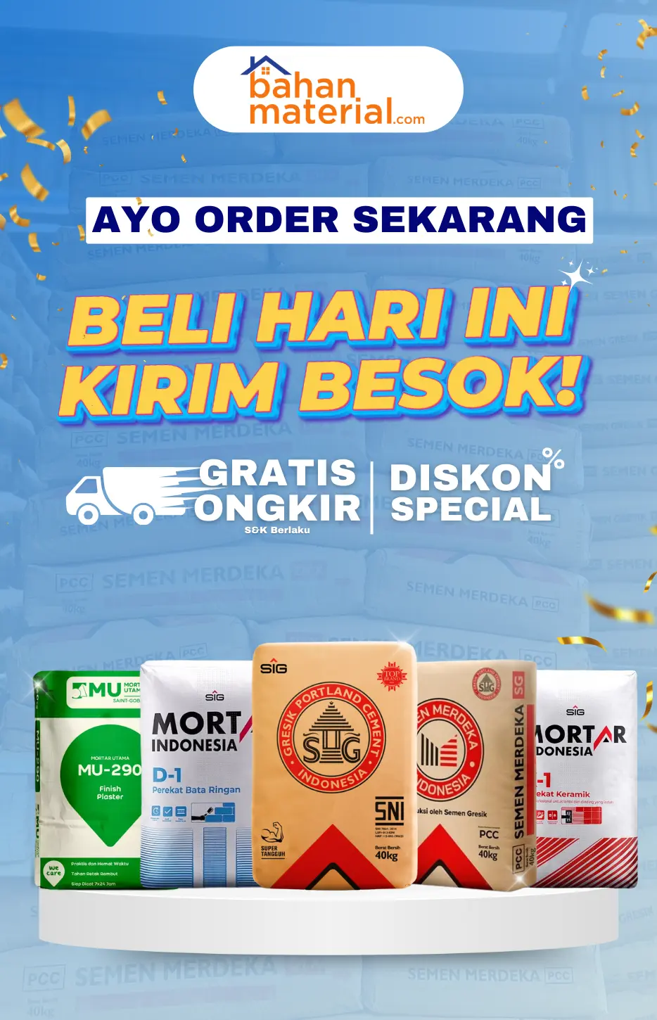 BELI HARI INI KIRIM BESOK DI BAHANMATERIAL.COM